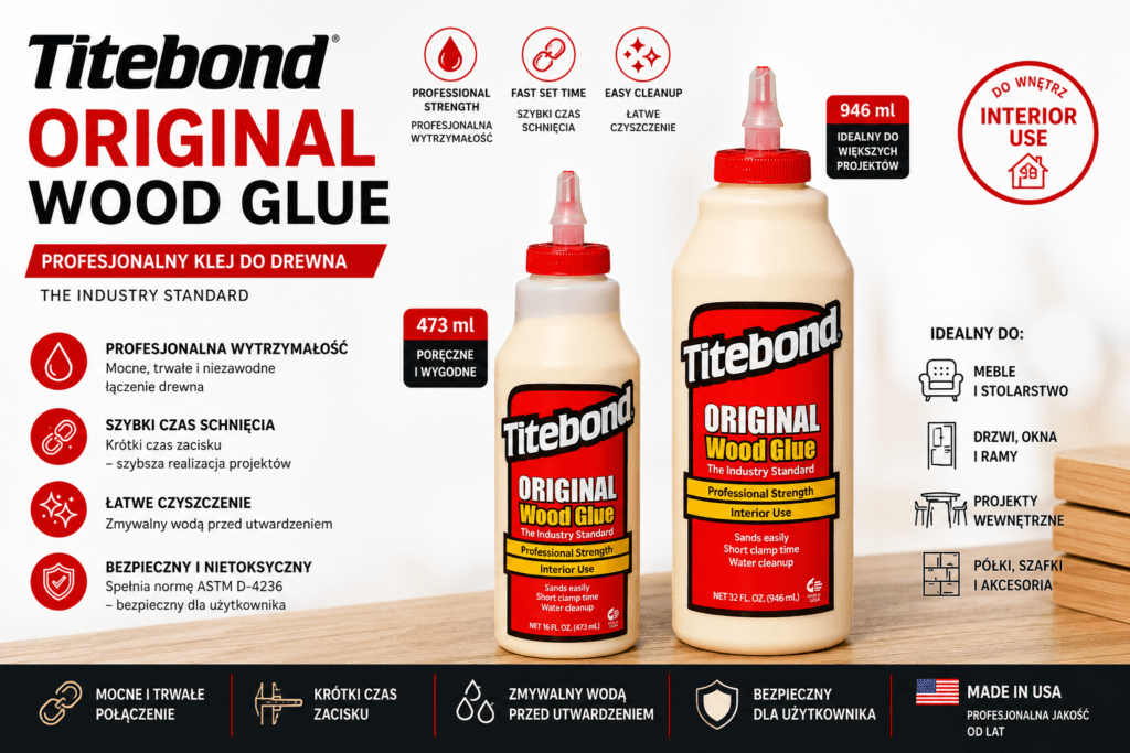 Titebond Original – Klasyczny klej do drewna, którego potrzebuje Twój warsztat – zdjęcie Titebond Original – Klasyczny klej do drewna, którego potrzebuje Twój warsztat 1 – Profesjonalne Kleje Titebond, Impregnaty Remmers i Koopmans | Drewnohouse - Sklep online 24/7